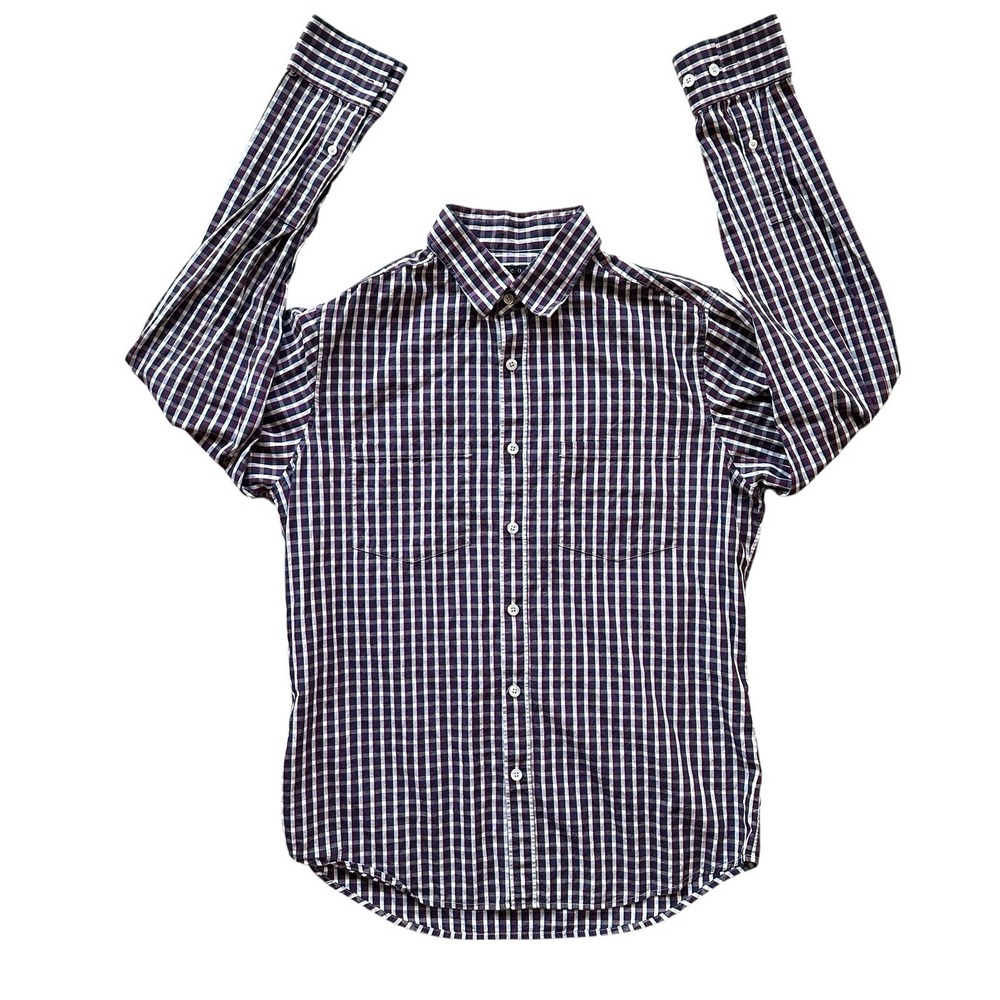 Theory Men's Slim Fit Dress Shirt M Reynolds Callington‎ Plaid Check Long Sleeve